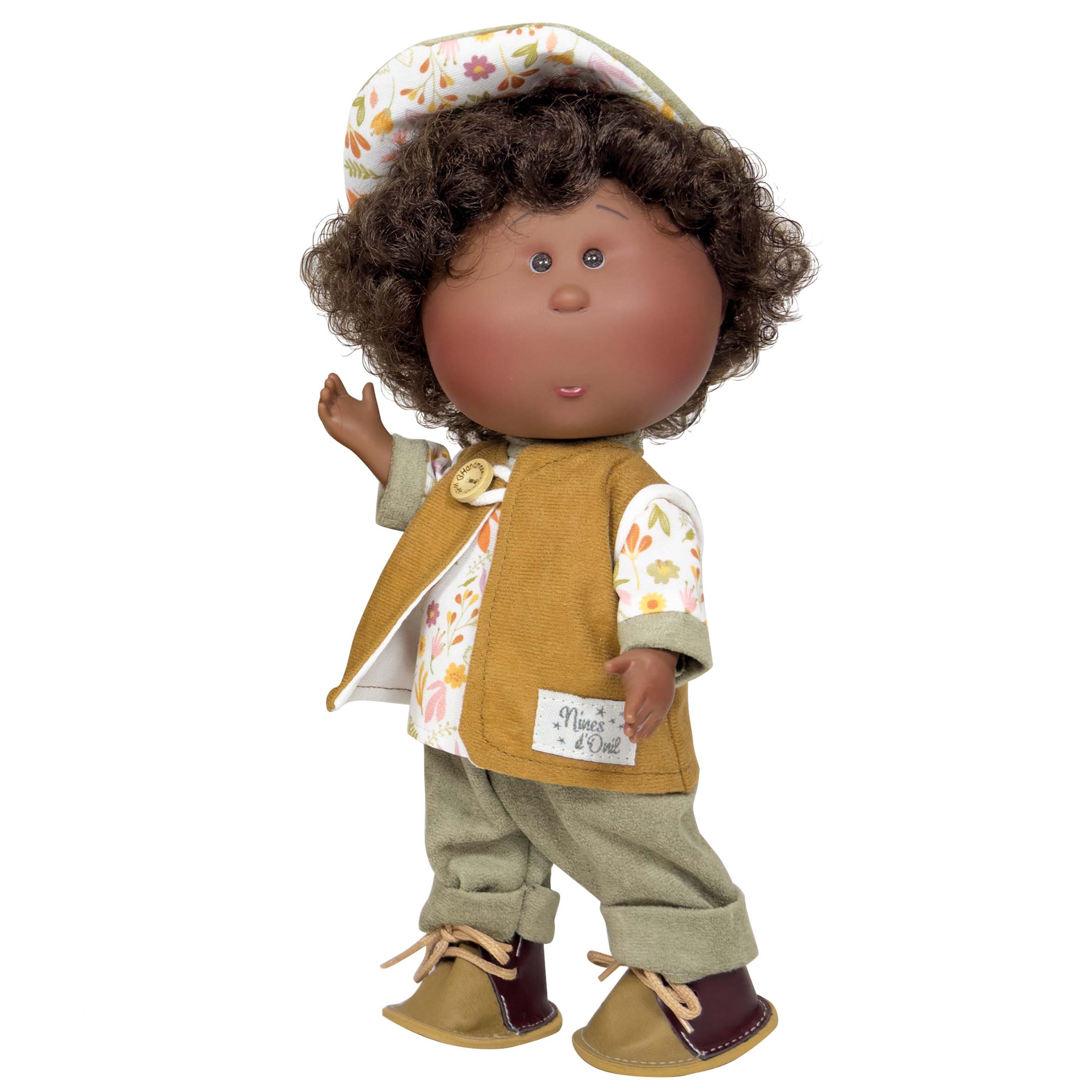 Handcrafted Collectible Little Mio Autumn Picnic African Doll (3140) by Nines D&