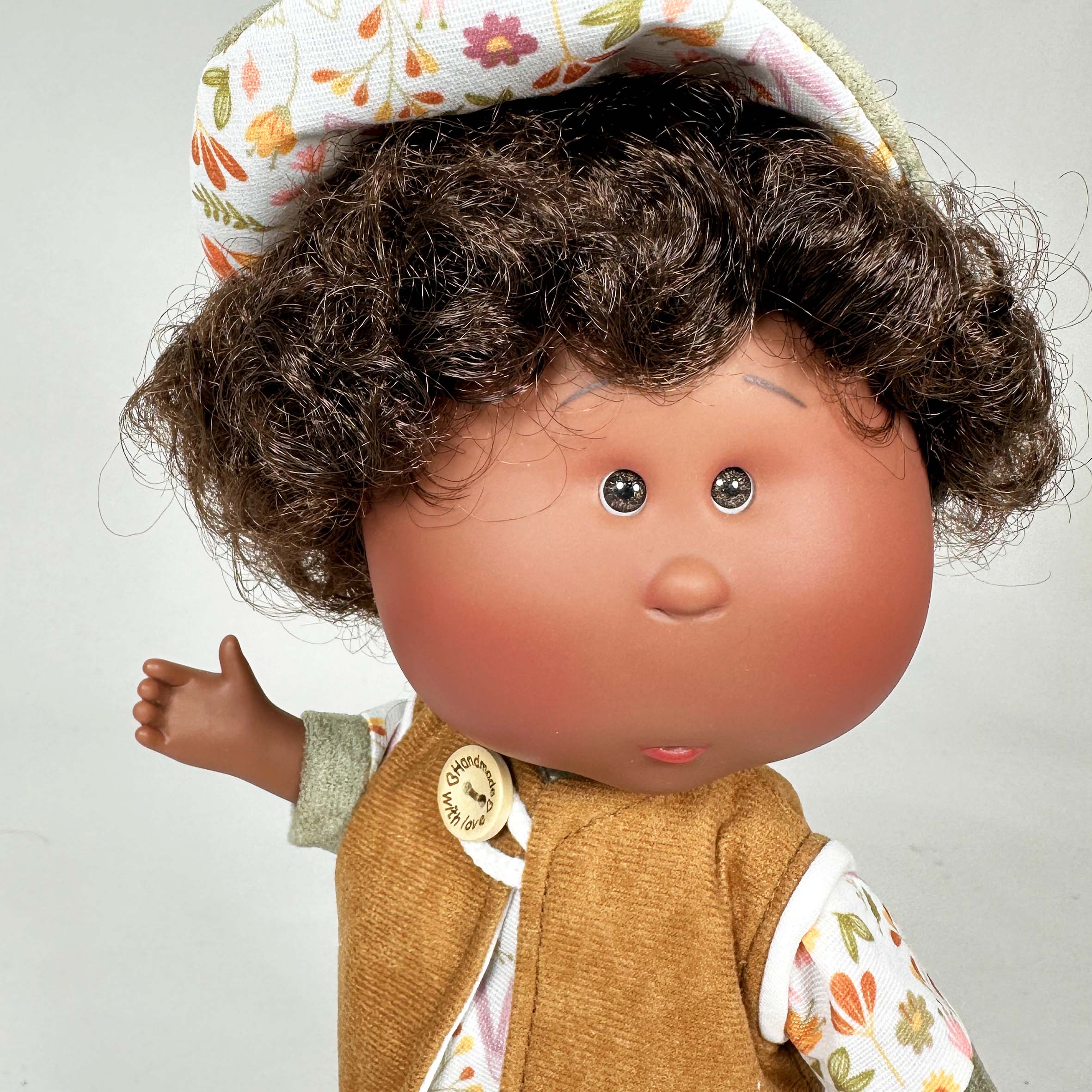 Handcrafted Collectible Little Mio Autumn Picnic African Doll (3140) by Nines D&