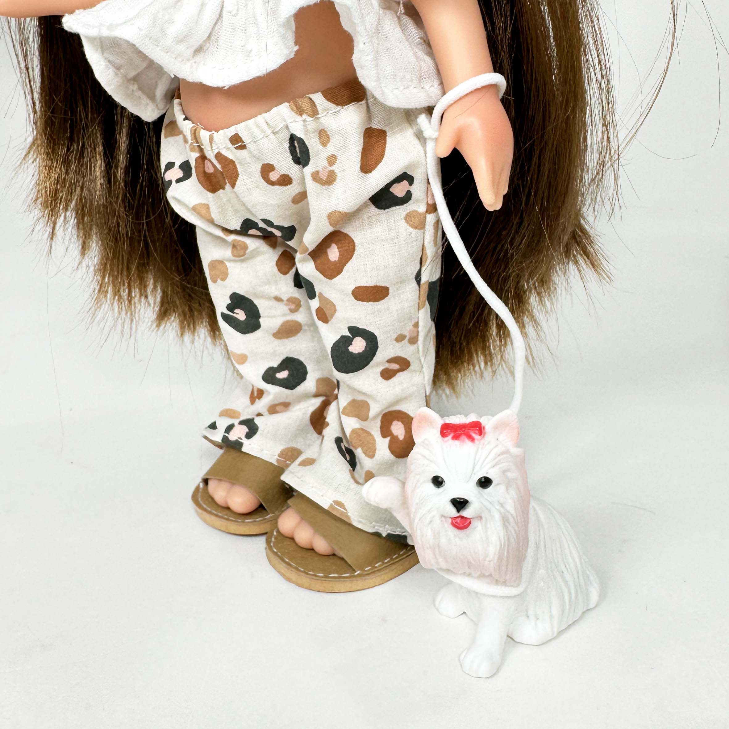 Handcrafted Collectible Mia Sophia Print Doll with Puppy by Nines D&