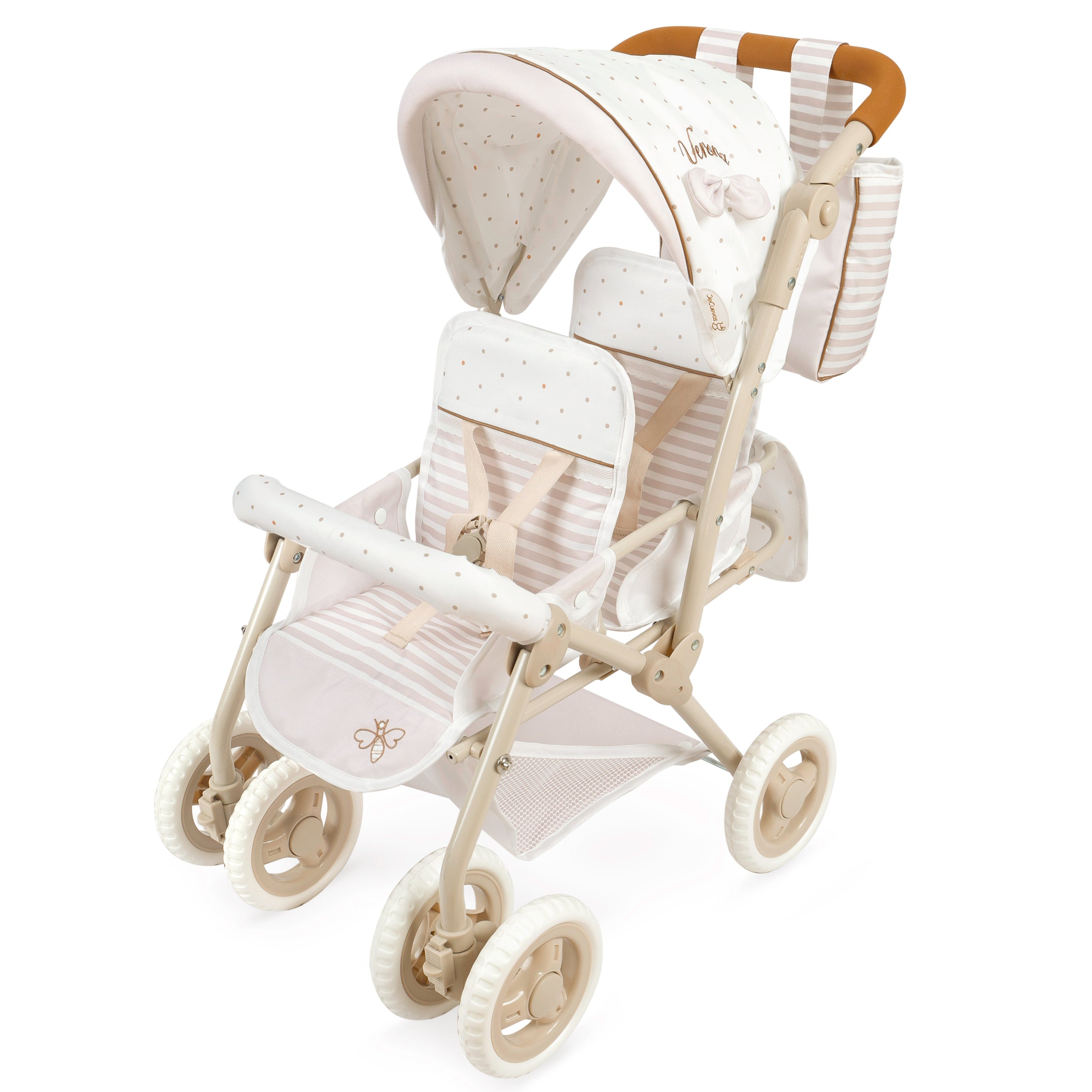 DeCuevas Toys Verona Folding Twin Doll Pram with Bag