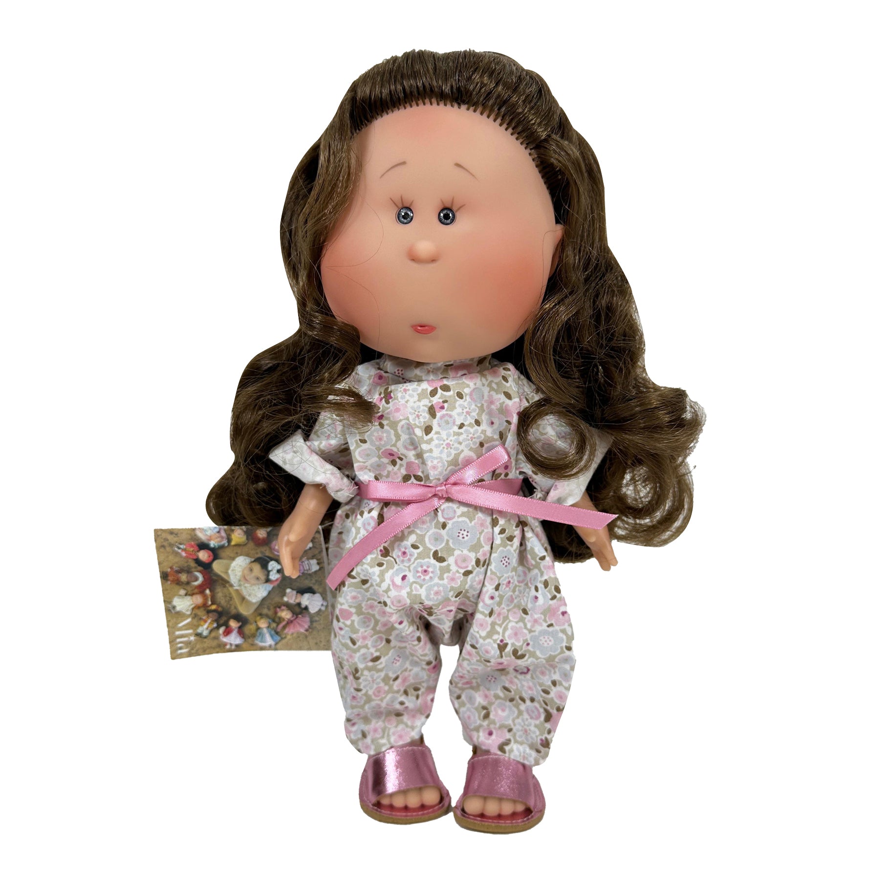 Handcrafted Collectible Mia Romper Flower Bouquet Wavy Brunette Hair (2027_2) by Nines D&