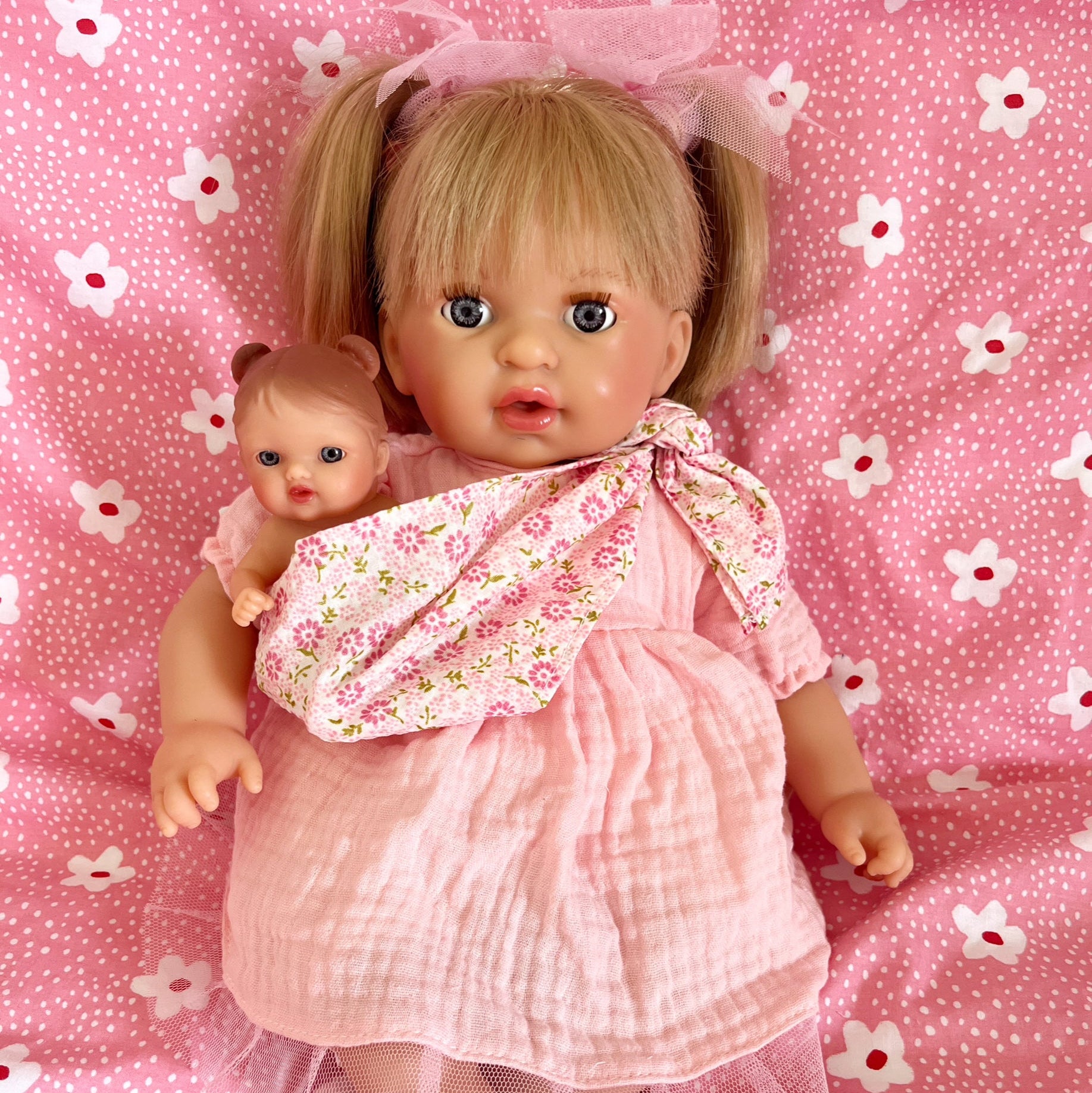 Handcrafted Baby Doll Blonde Alex with Baby by Nines d&