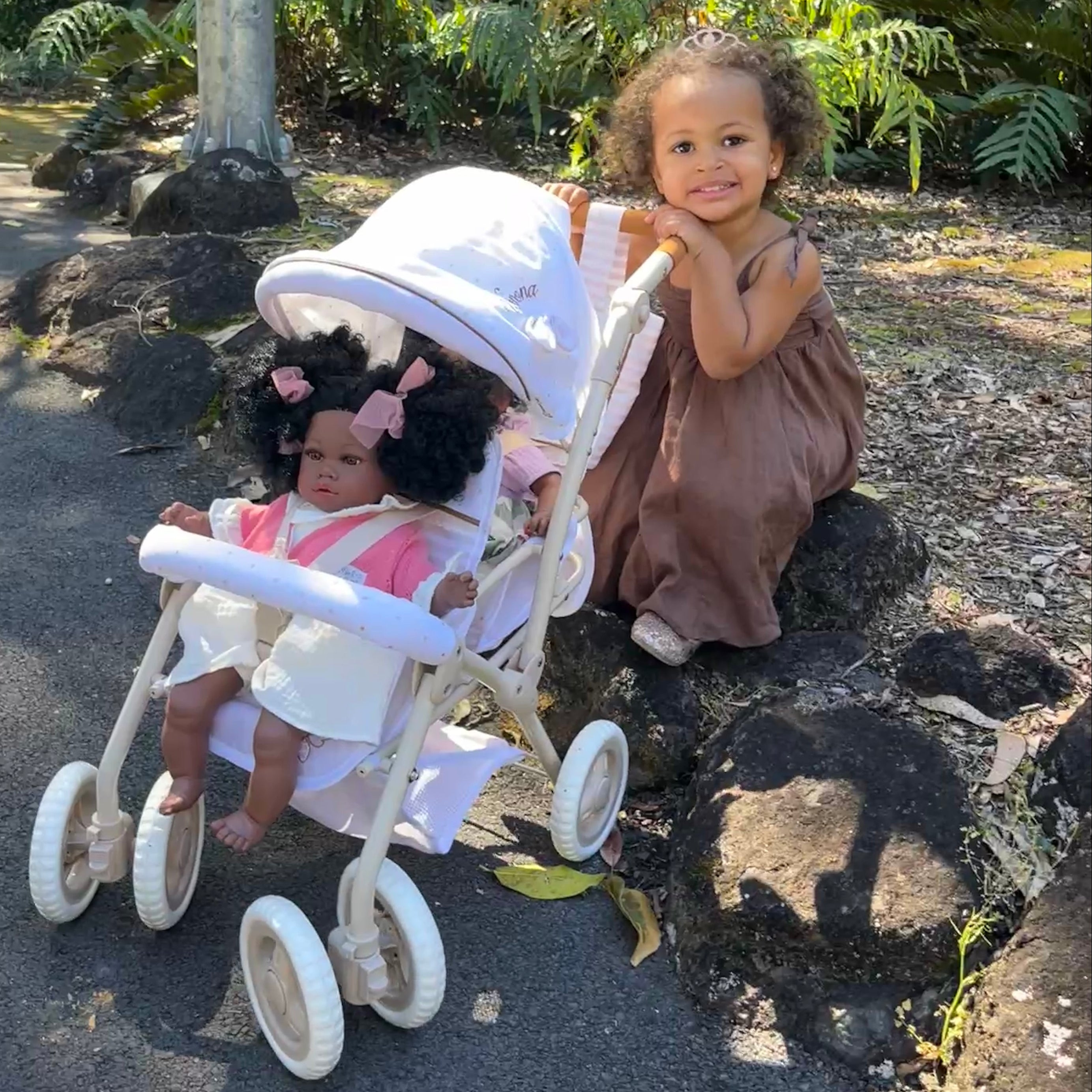 DeCuevas Toys Verona Folding Twin Doll Pram with Bag