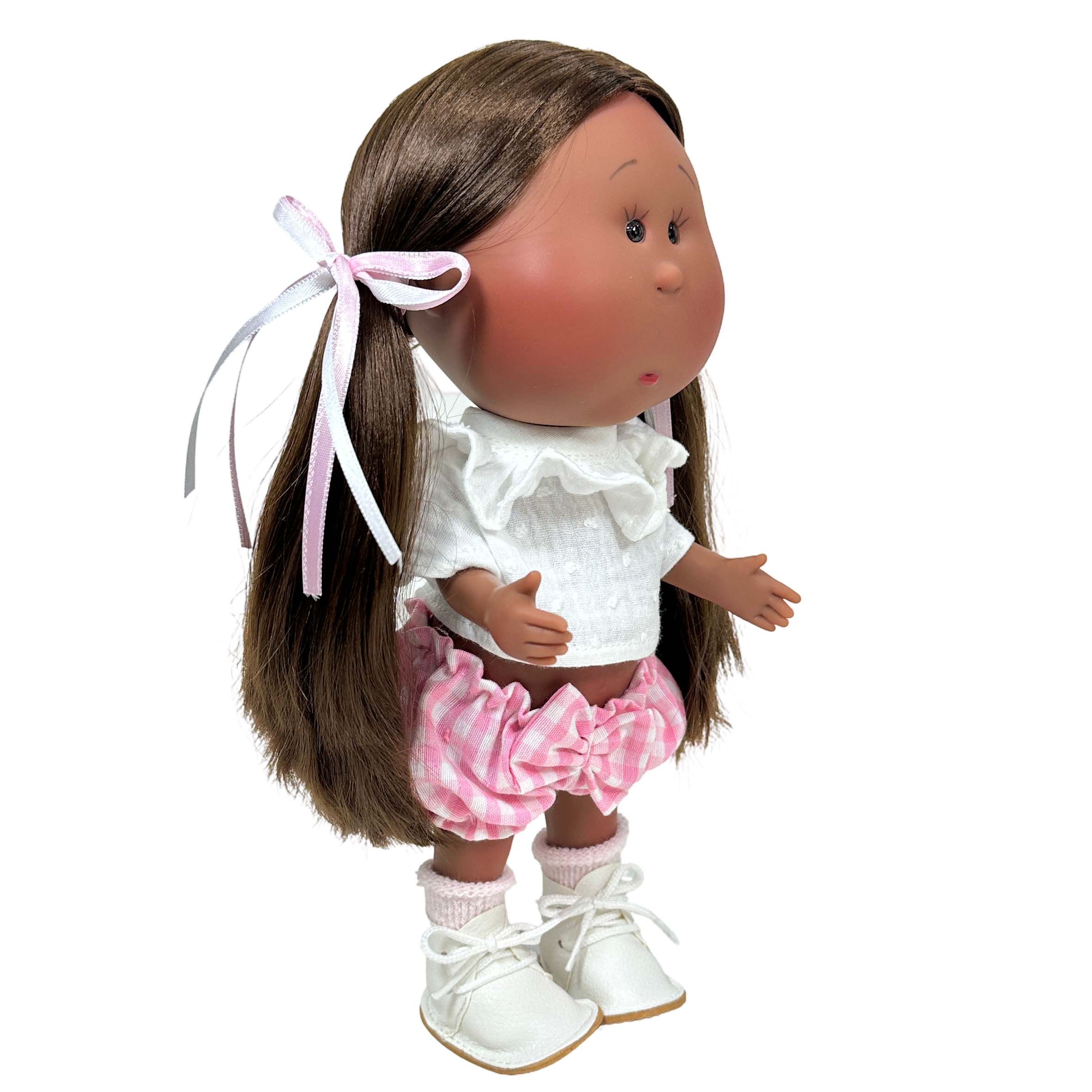 Handcrafted Collectible Mia Pink Vichy African Doll by Nines D&