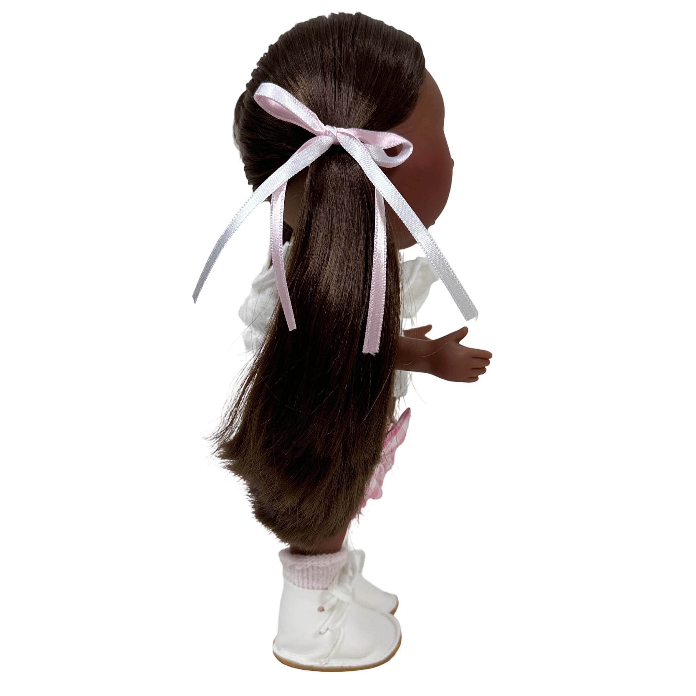 Handcrafted Collectible Mia Pink Vichy African Doll by Nines D&