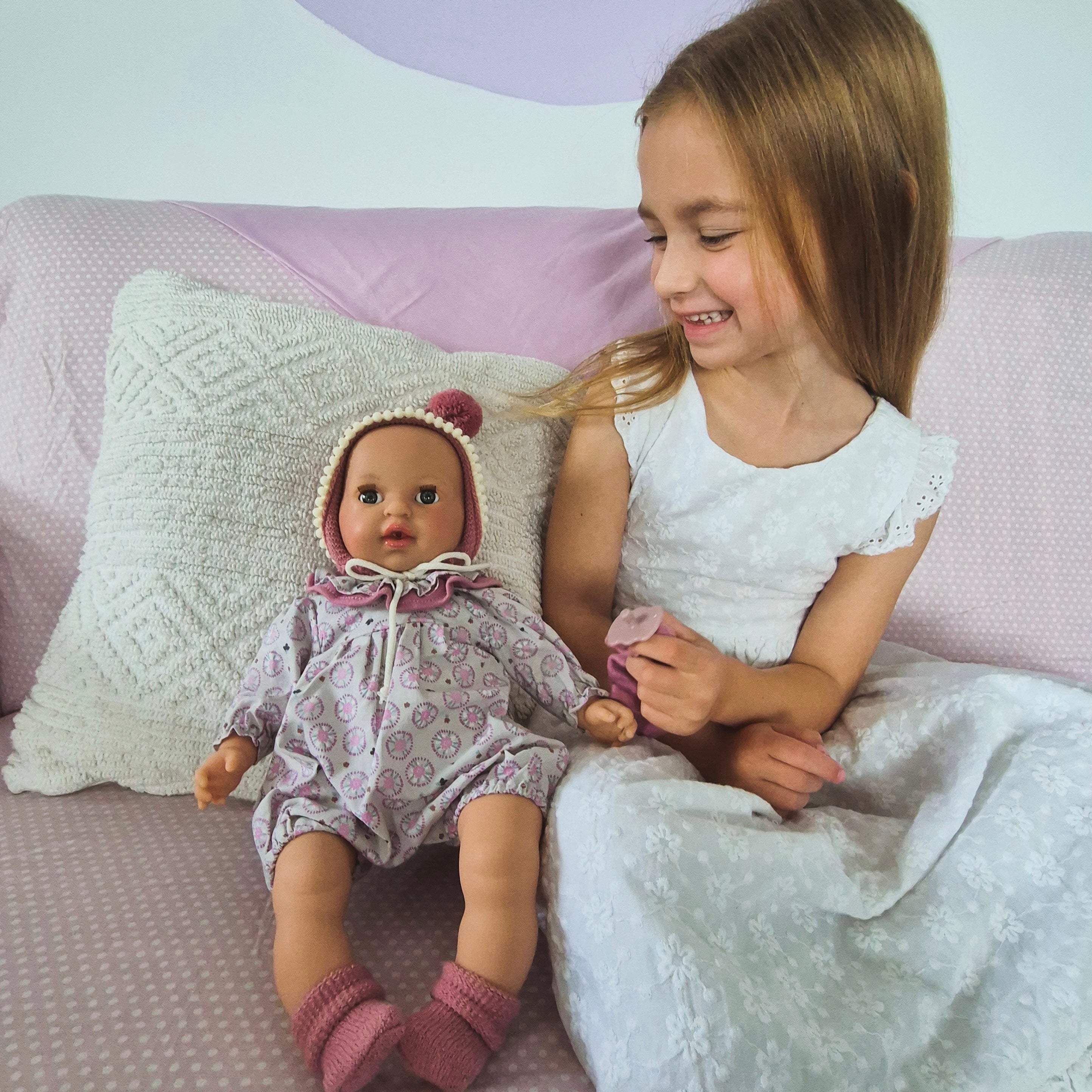 Handcrafted Baby Doll Alex Pompon Mauve by Nines d&