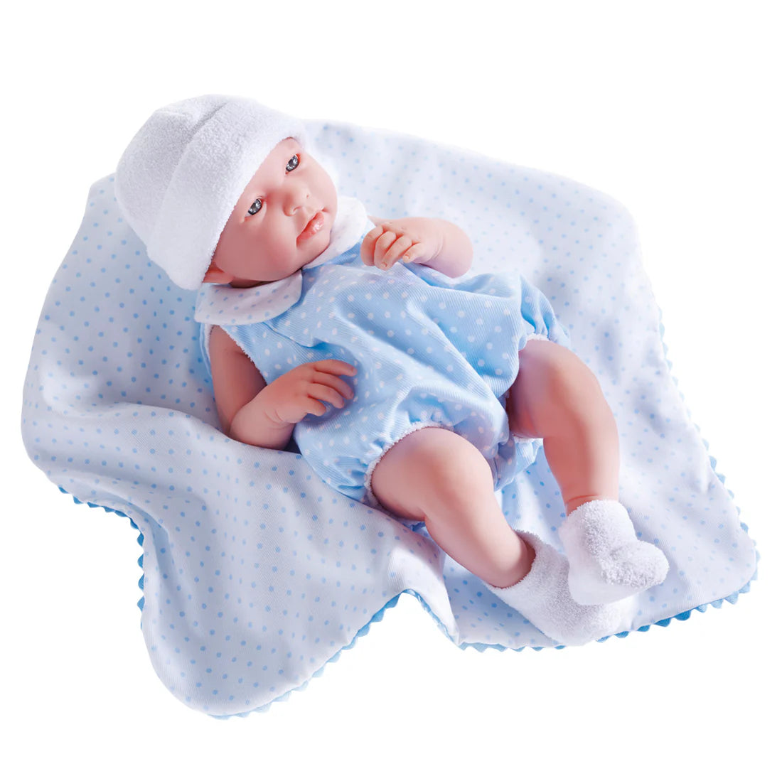 La Newborn All-Vinyl Real Boy Baby Doll-Blue Bubble Suit &amp; Blanket