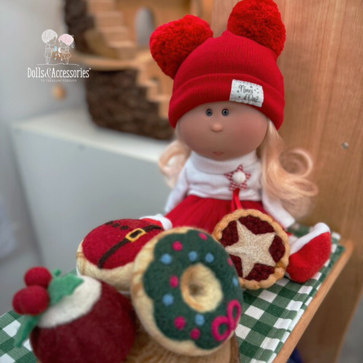 Handcrafted Collectible Mia Christmas Gingerbread Cookie Doll - by Nines D&