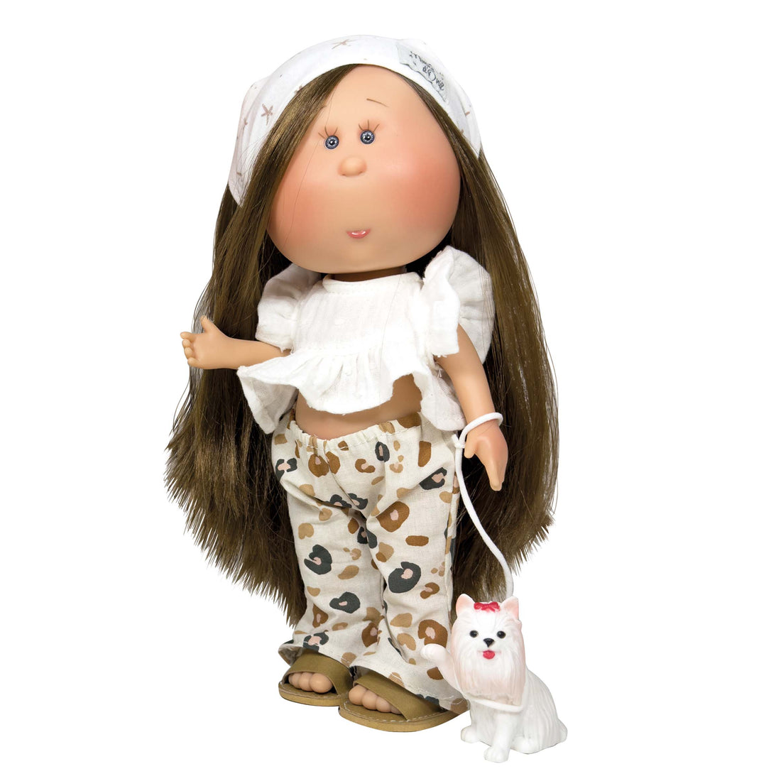 Handcrafted Collectible Mia Sophia Print Doll with Puppy by Nines D&