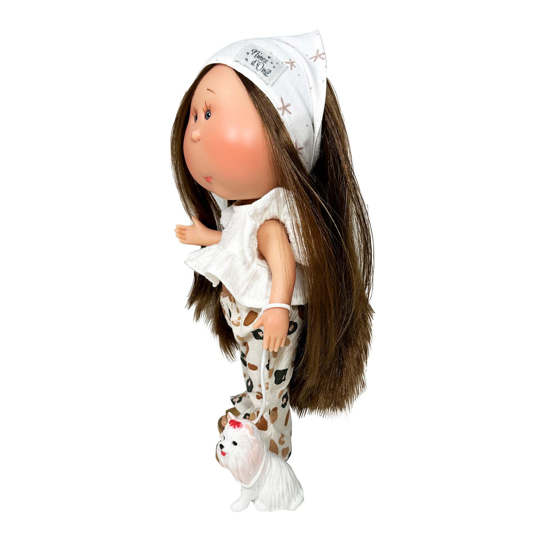 Handcrafted Collectible Mia Sophia Print Doll with Puppy by Nines D&