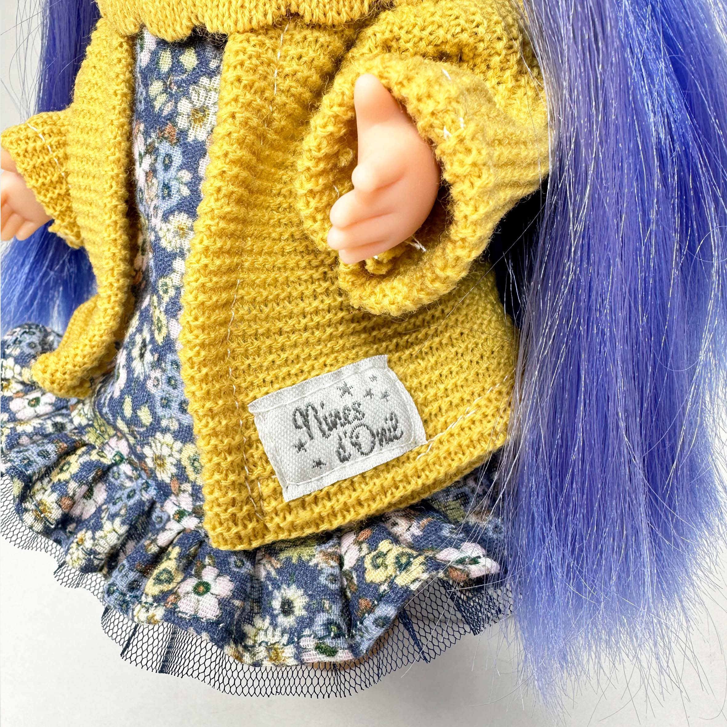 Handcrafted Collectible Mia Blue Suede Doll (3406) by Nines D&