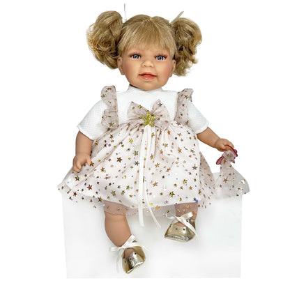 Handcrafted Little Susi Christmas Doll Blonde Gold Dress by Nines D'On Dolls and Accessories Handcrafted Little Susi Christmas Doll Blonde Gold Dress by Nines D'On Dolls and Accessories
