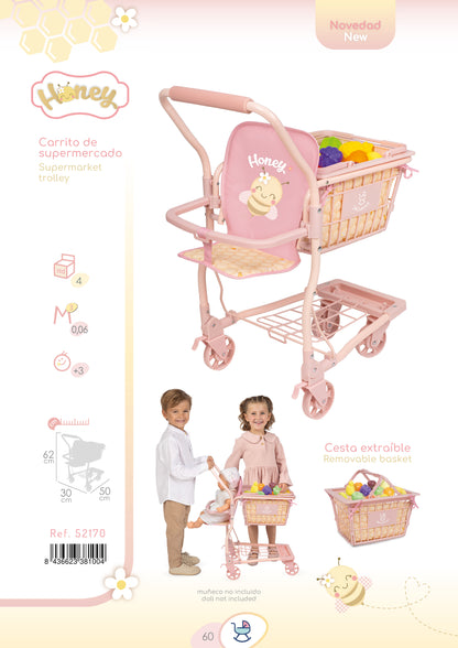 DeCuevas Toys Honey Supermarket Trolley with Accessories and Baby Carrier