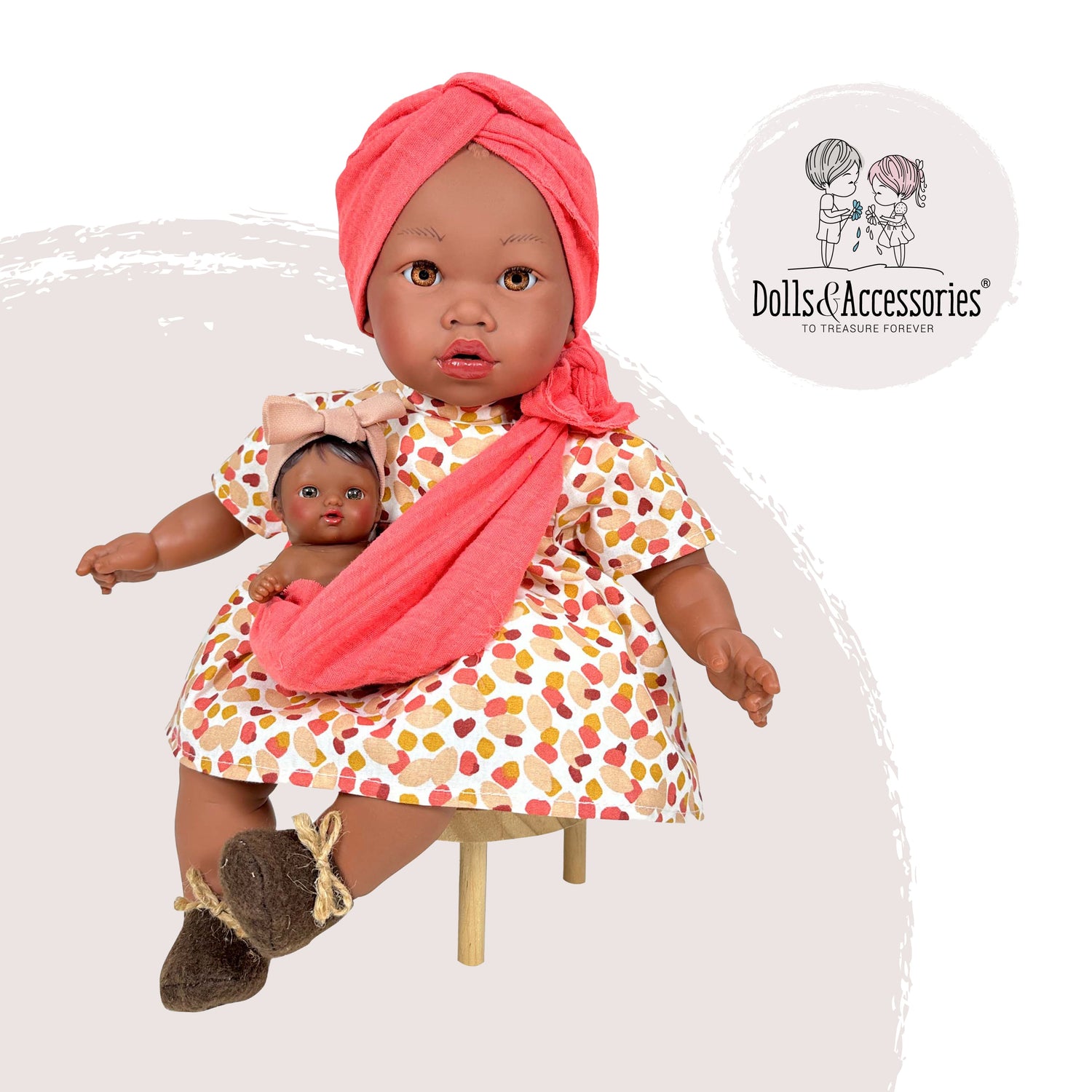 Handcrafted Alika Doll with Baby (3710) by Nines d&