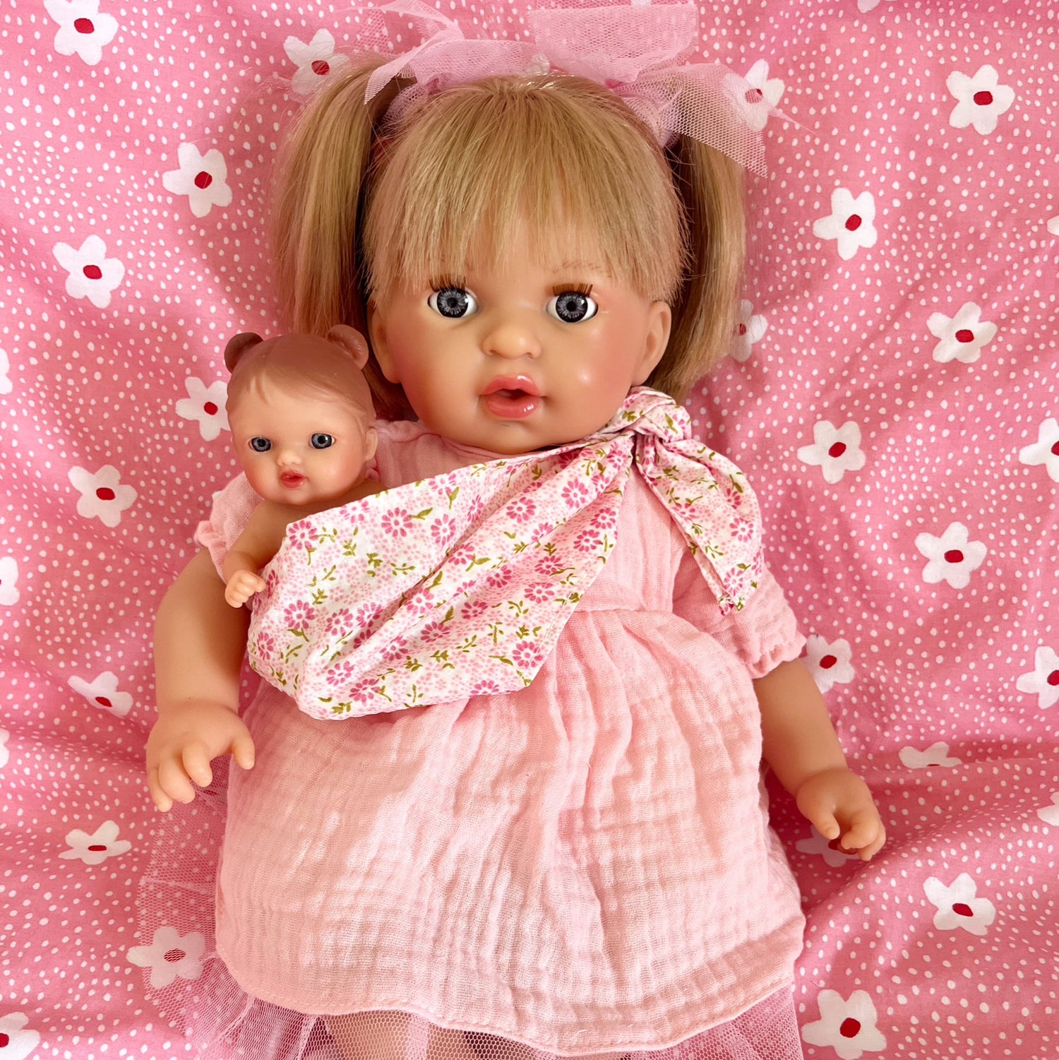 Handcrafted Baby Doll Blonde Alex with Baby by Nines d&