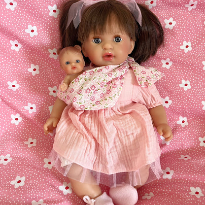 Handcrafted Baby Doll Brunette Alex with Baby by Nines d&