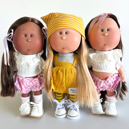 Handcrafted Collectible Mia Pink Vichy African Doll by Nines D&