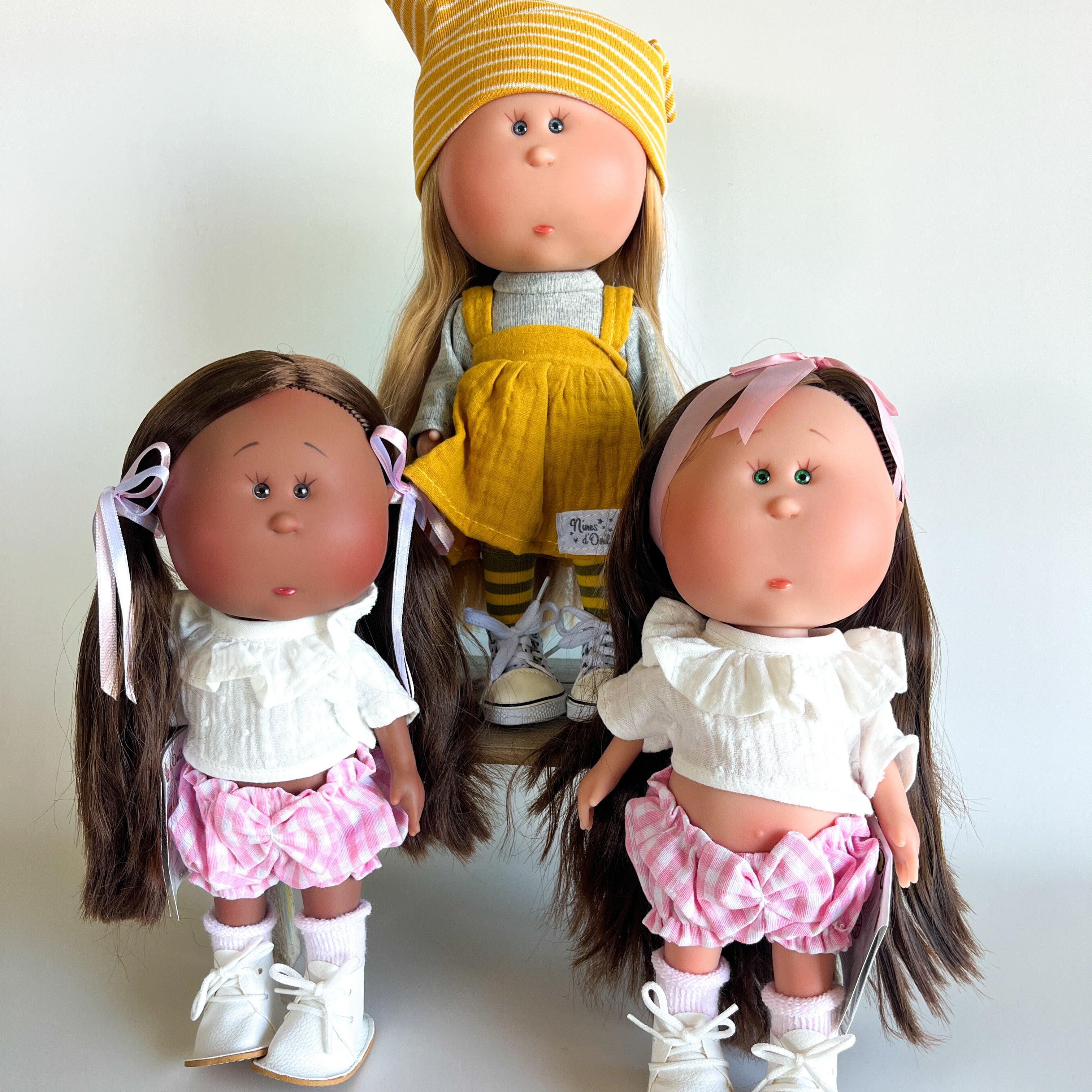 Handcrafted Collectible Mia Pink Vichy African Doll by Nines D&