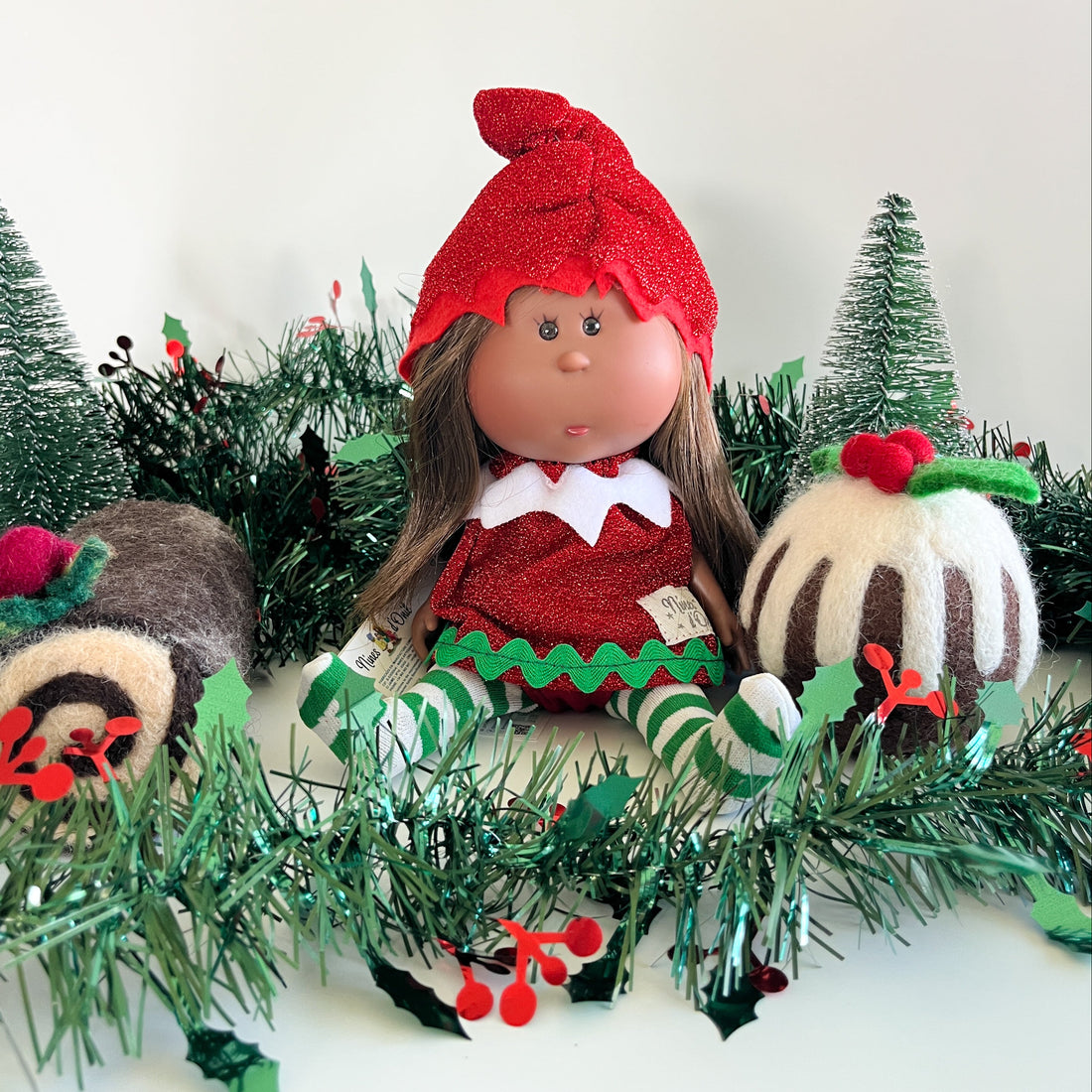 Handcrafted Collectible Little Mia Christmas Chocolate Pudding Doll by Nines D&