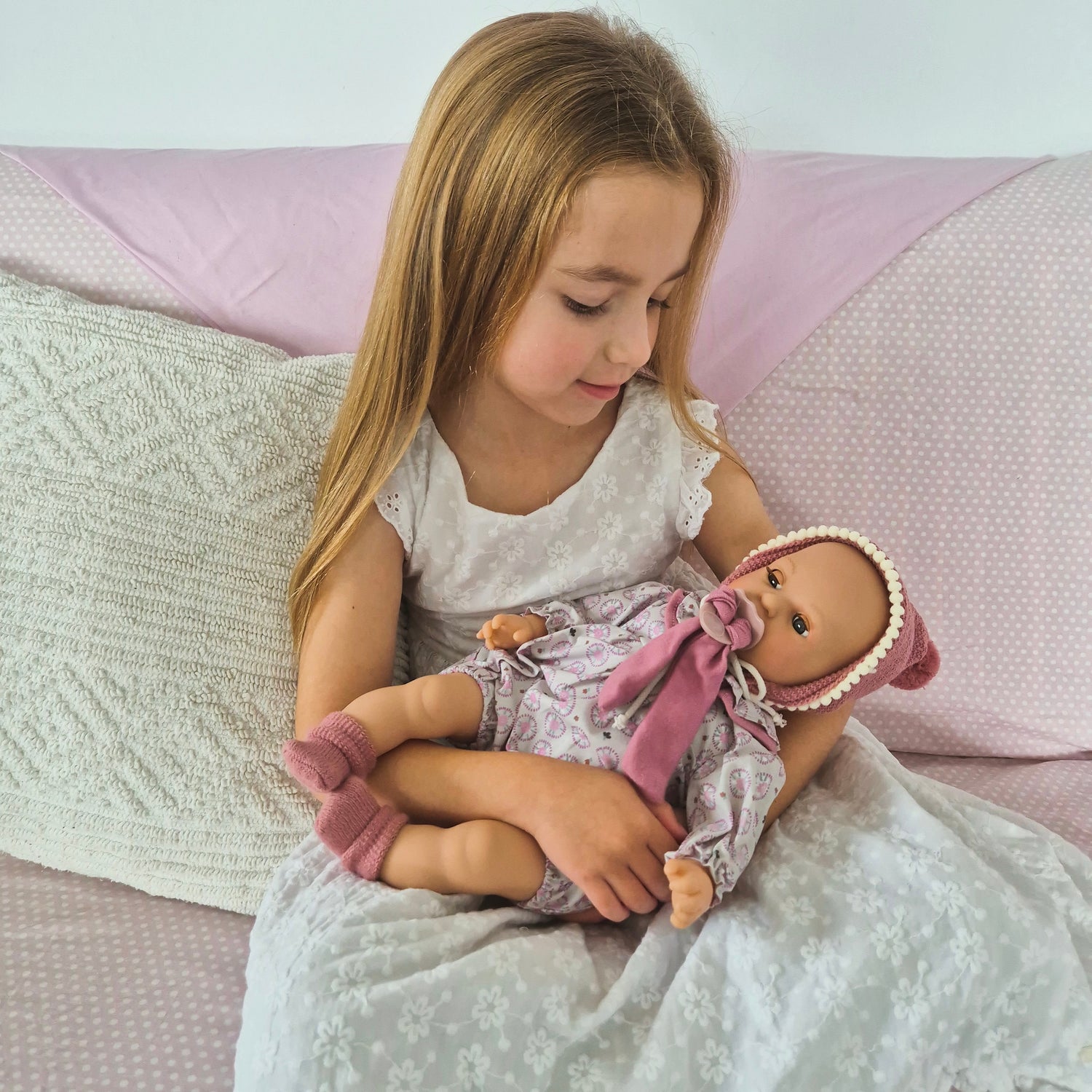 Handcrafted Baby Doll Alex Pompon Mauve by Nines d&