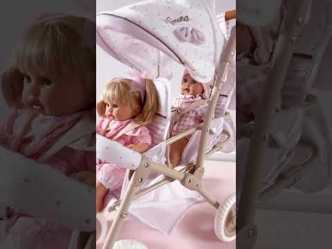 DeCuevas Toys Verona Folding Twin Doll Pram with Bag